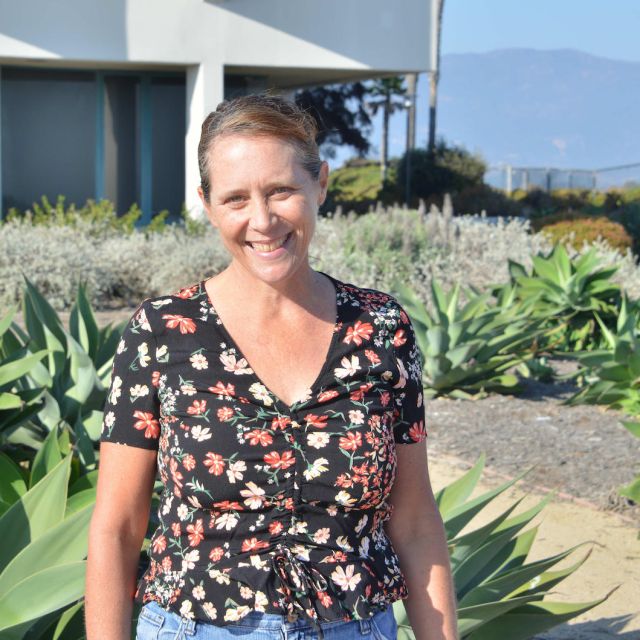 Amber Briesach picture in front of Marine Biotechnology building.
